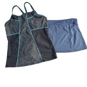 Athleta Tankini Top + Skirt Skort Womens L Swim Beach Activewear Golf Pool LOT/2